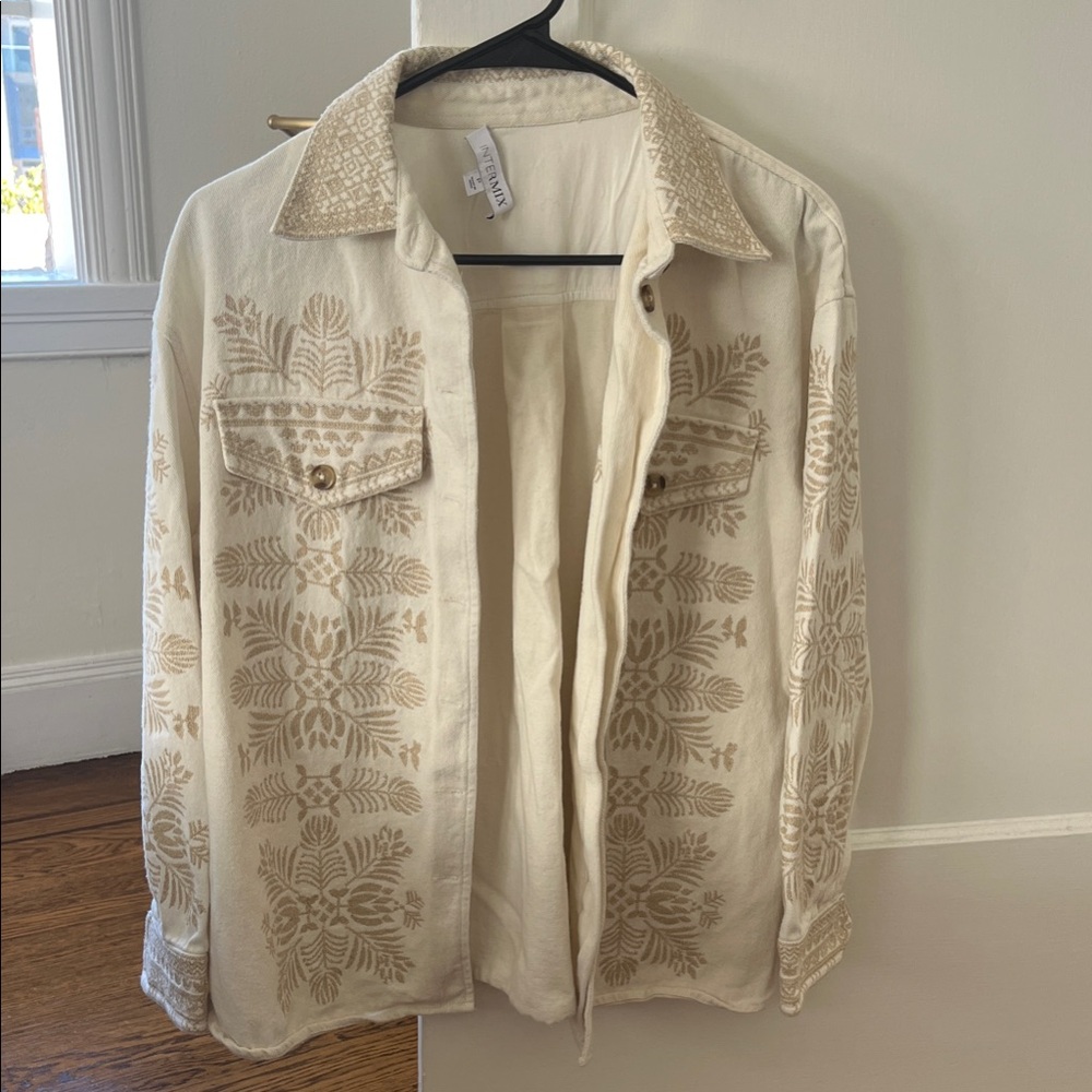 INTERMIX Cream Embroidered Jacket